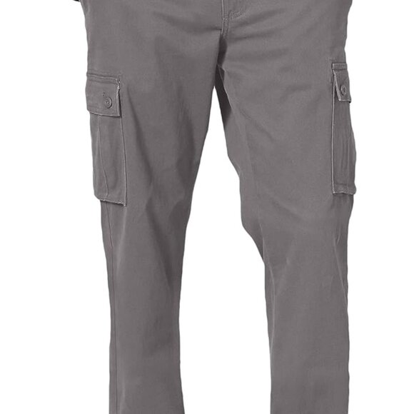 Men's Big & Tall Straight-Fit Stretch Cargo Pants in Dark Grey - Comfort & Style - Picture 1 of 8